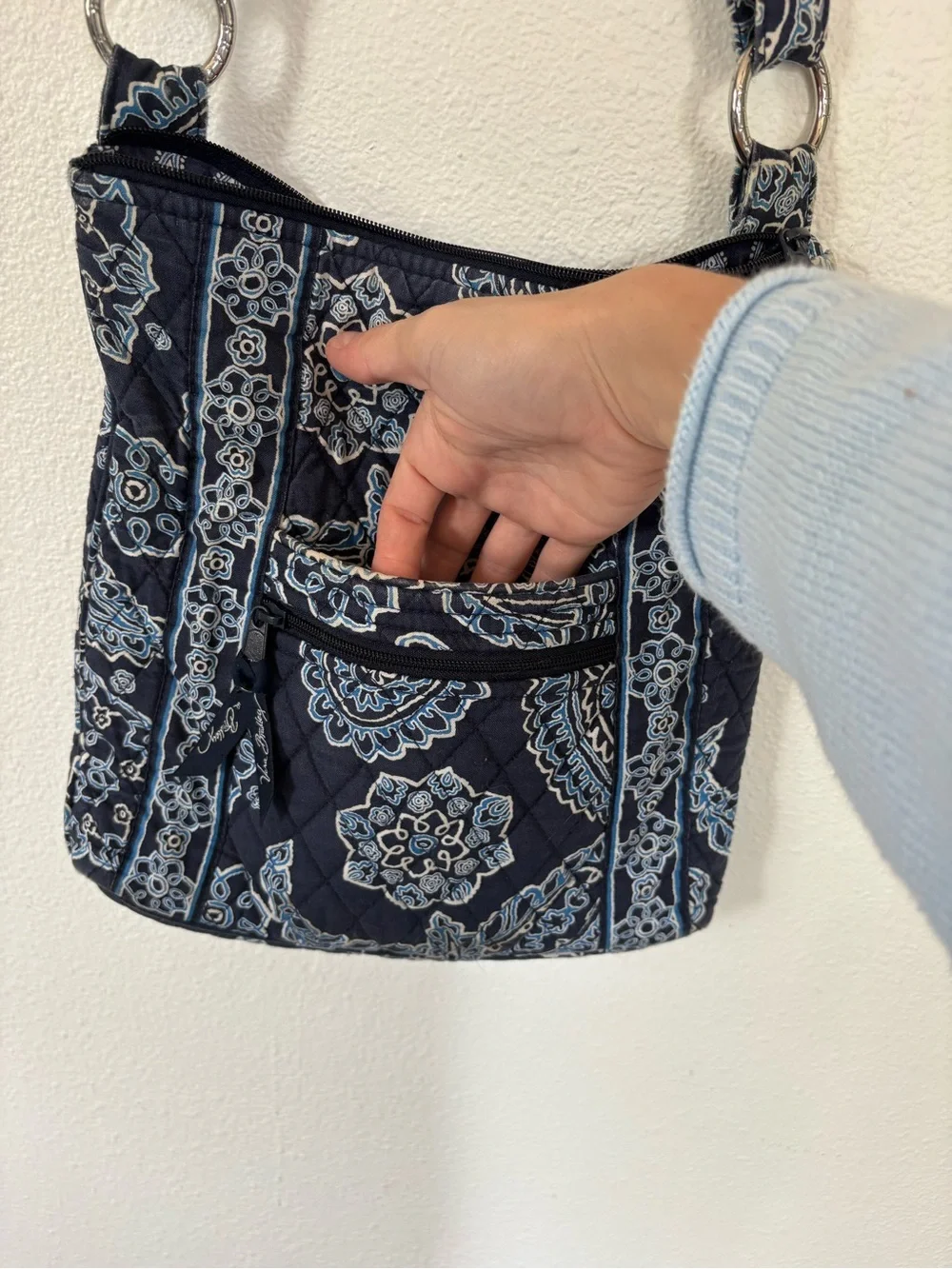 Vera Bradley Navy Quilted Paisley Shoulder/Crossbody Bag